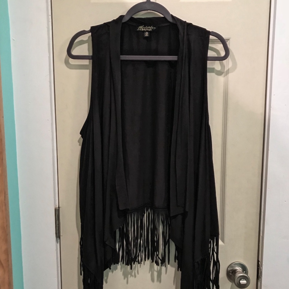 Charcoal fringe vest!